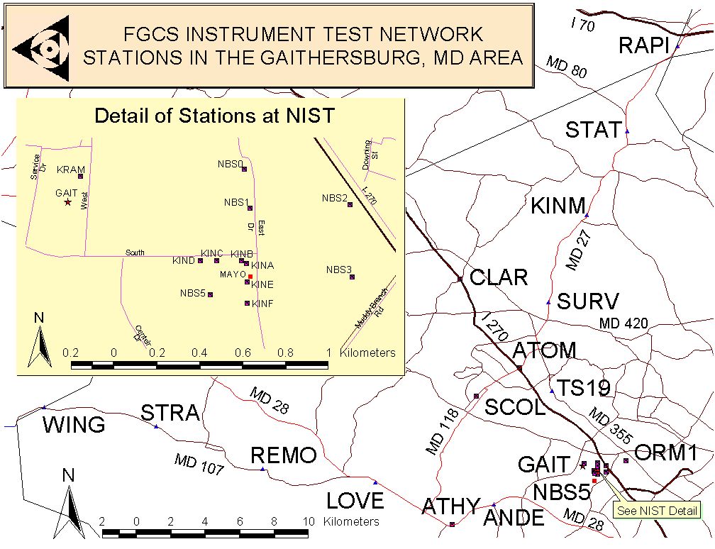 map of NIST test stations