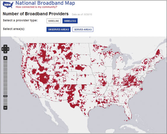 Broadband Map showing providers