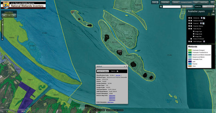 Screen capture from Wetlands Mapper.